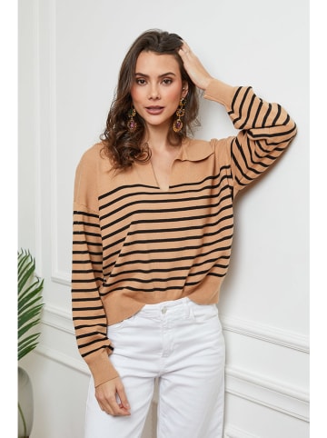 Sweter "Hatysa" w kolorze czarno-karmelowym