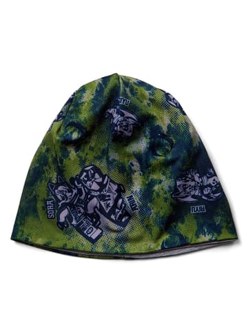 Beanie in Grün/ Dunkelblau