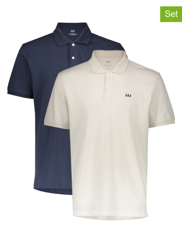 2er-Set: Poloshirts in Dunkelblau/ Weiß
