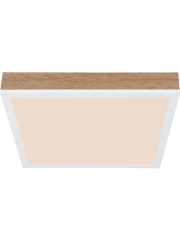 LED-Deckenleuchte "Doro" in Weiß/ Hellbraun - (L)30 x (B)30 x (H)6 cm