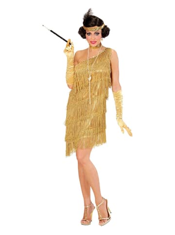 3-delig kostuum "Flapperdress" goudkleurig