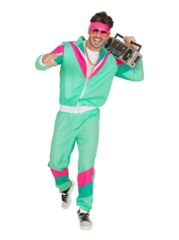 2-delig kostuum "80's Trainingspak" turquoise