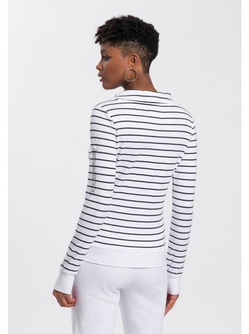 Sweatshirt in Weiß/ Dunkelblau
