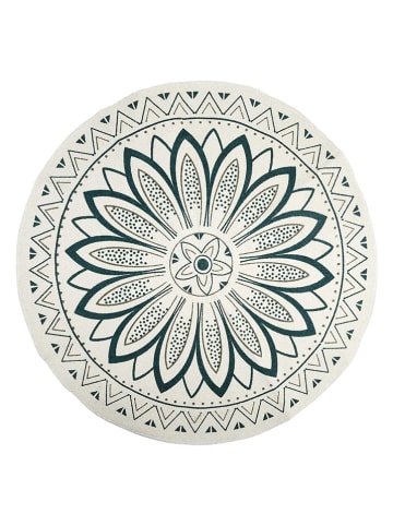 Baumwoll-Teppich in Creme/ Schwarz -  Ø 90 cm