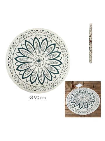 Baumwoll-Teppich in Creme/ Schwarz -  Ø 90 cm