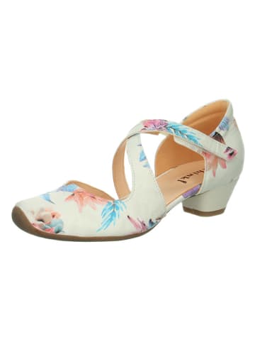Leder-Pumps in Weiß/ Bunt