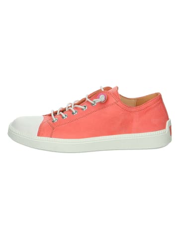 Leder-Sneakers in Koralle