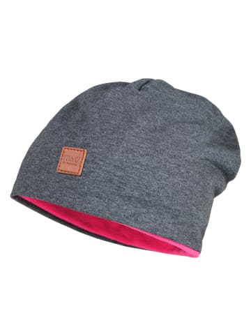 Dwustronna czapka beanie w kolorze różowo-szarym