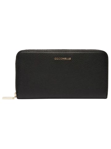 Leren portemonnee zwart - (B)19 x (H)11 cm