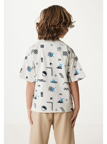 Shirt crème/donkerblauw