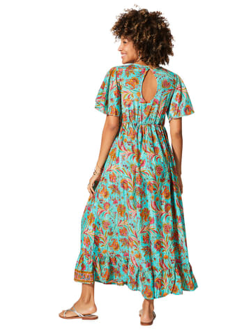 Jurk turquoise/oranje