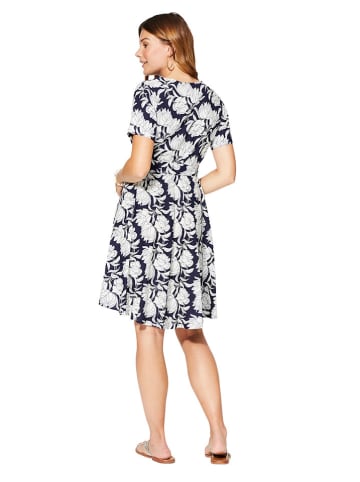 Kleid in Dunkelblau/ Weiß