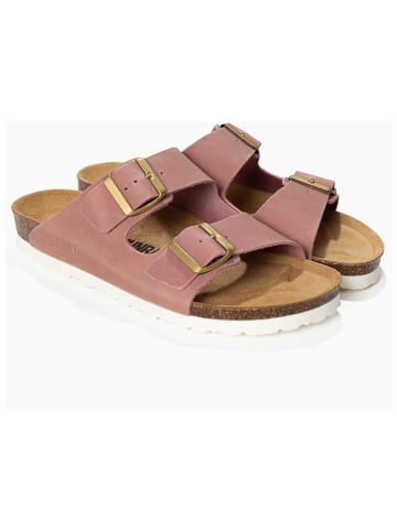 Leren slippers "Trefle" lichtroze
