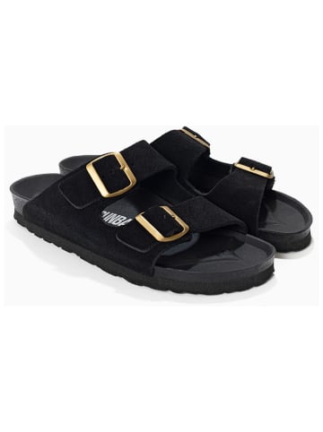 Leder-Pantoletten "Trefle" in Schwarz