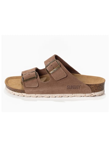 Leren slippers "Trefle" lichtbruin