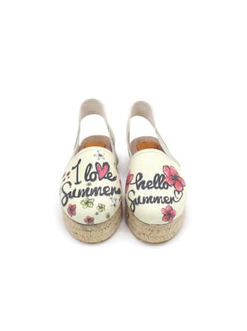 Sandalen in Creme/ Bunt