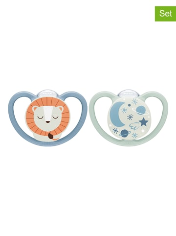 2-delige set: fopspenen "Space" blauw/turquoise