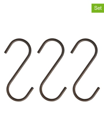 Haczyki (3 szt.) "Pieni" w kolorze brązowym - 4,5 x 10 cm