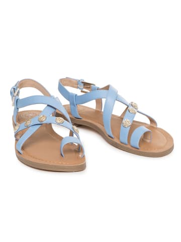 Leder-Sandalen in Hellblau