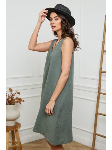 Leinen-Kleid "Hemar" in Khaki