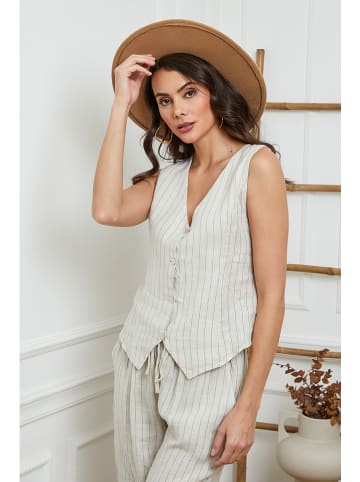 Leinen-Weste in Creme