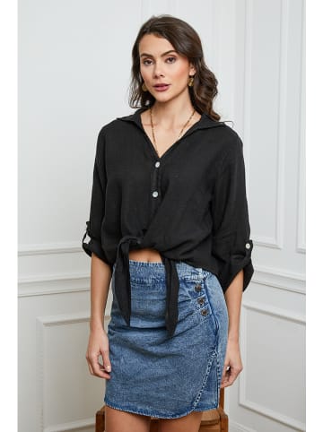Linnen blouse zwart