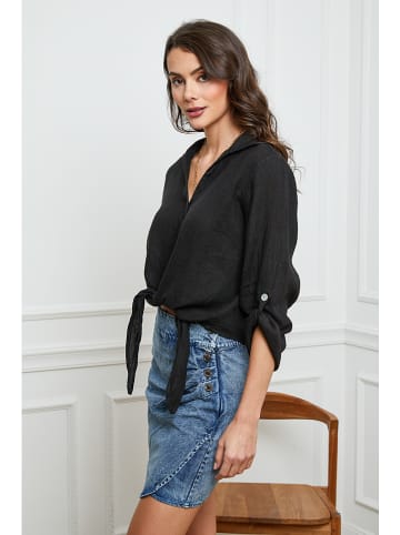 Linnen blouse zwart