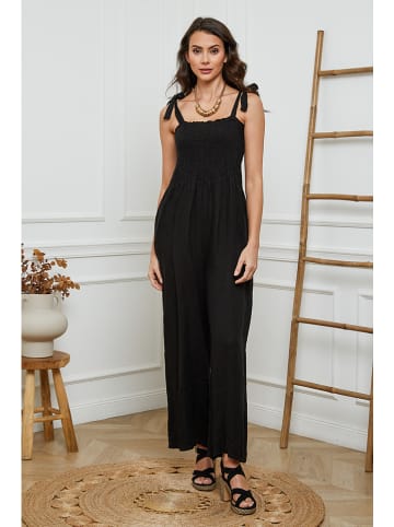 Leinen-Jumpsuit "Naomi" in Schwarz