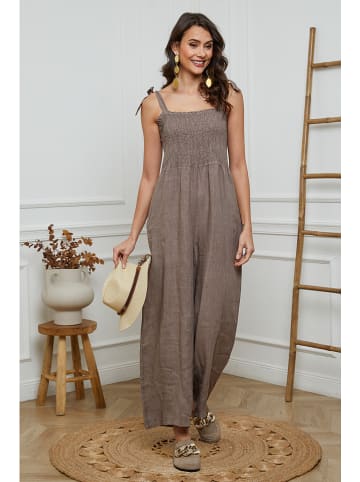 Leinen-Jumpsuit "Naomi" in Taupe