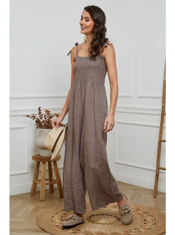 Linnen jumpsuit taupe