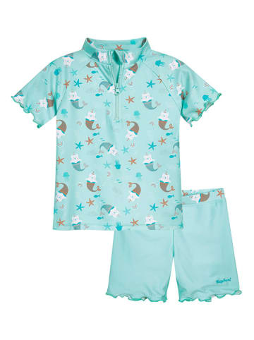 2tlg. Badeoutfit "Einhornmeerkatze" in Türkis