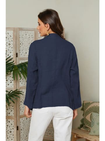 Leinen-Blazer in Dunkelblau