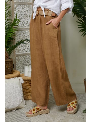 Leinen-Hose in Hellbraun