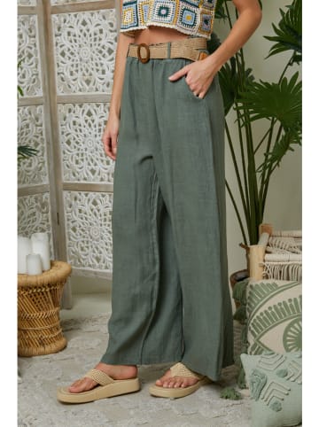 Leinen-Hose in Khaki