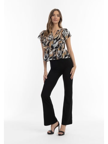 Bluse in Schwarz/ Camel