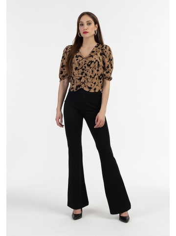 Bluse in Camel/ Schwarz