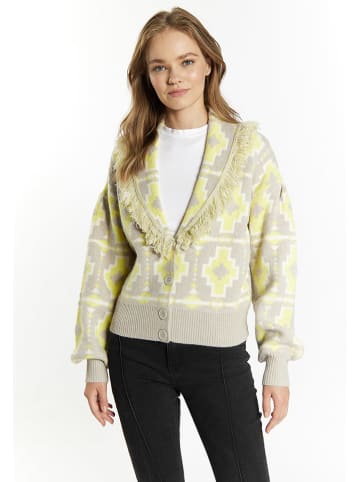 Cardigan in Grau/ Gelb