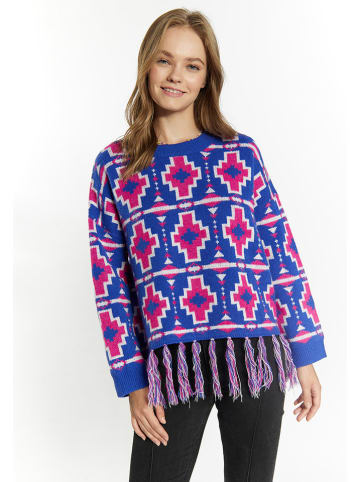 Pullover in Blau/ Pink