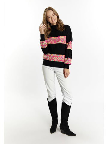 Pullover in Schwarz/ Pink