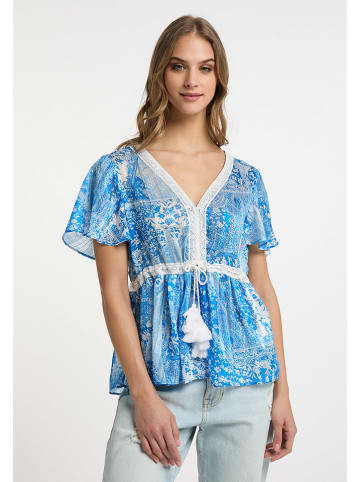 Bluse in Blau/ Weiß