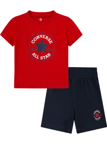 2tlg. Outfit in Rot/ Dunkelblau