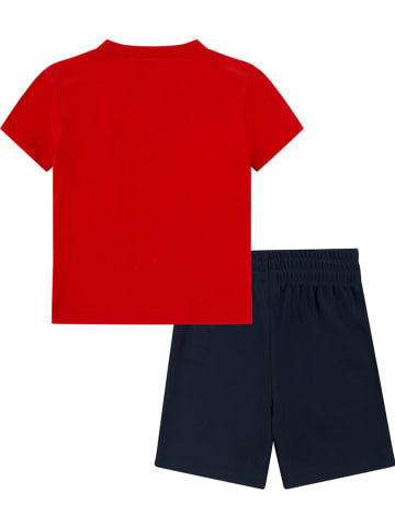 2tlg. Outfit in Rot/ Dunkelblau