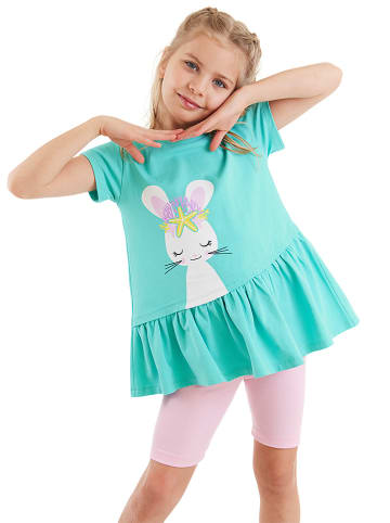 2-delige outfit "Sea Bunny" turquoise/lichtroze