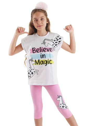 2-delige outfit "Believe" wit/lichtroze
