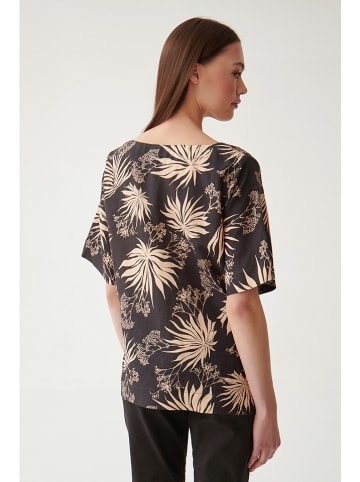Blouse zwart/beige