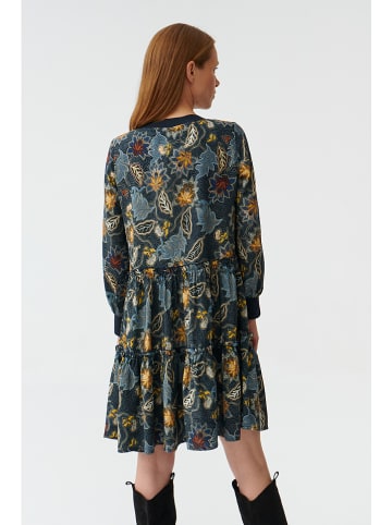 Kleid in Dunkelblau/ Gelb