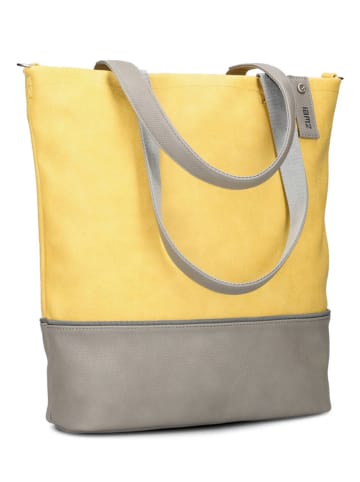 Schultertasche "J145" in Grau/ Gelb - (B)37 x (H)36 x (T)15 cm