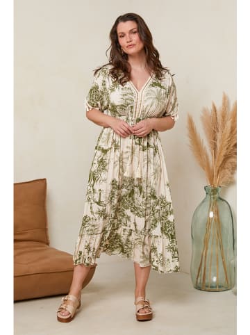 Kleid in Khaki/ Creme