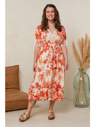 Jurk oranje/crème