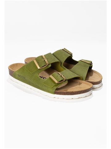 Leder-Pantoletten "Bali" in Khaki